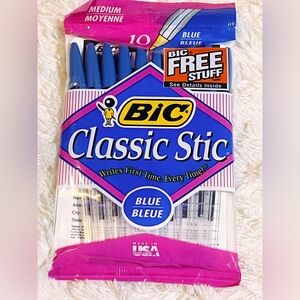 BIC Vintage Classic Stic Blue Pens 1994 10 Count Rare!